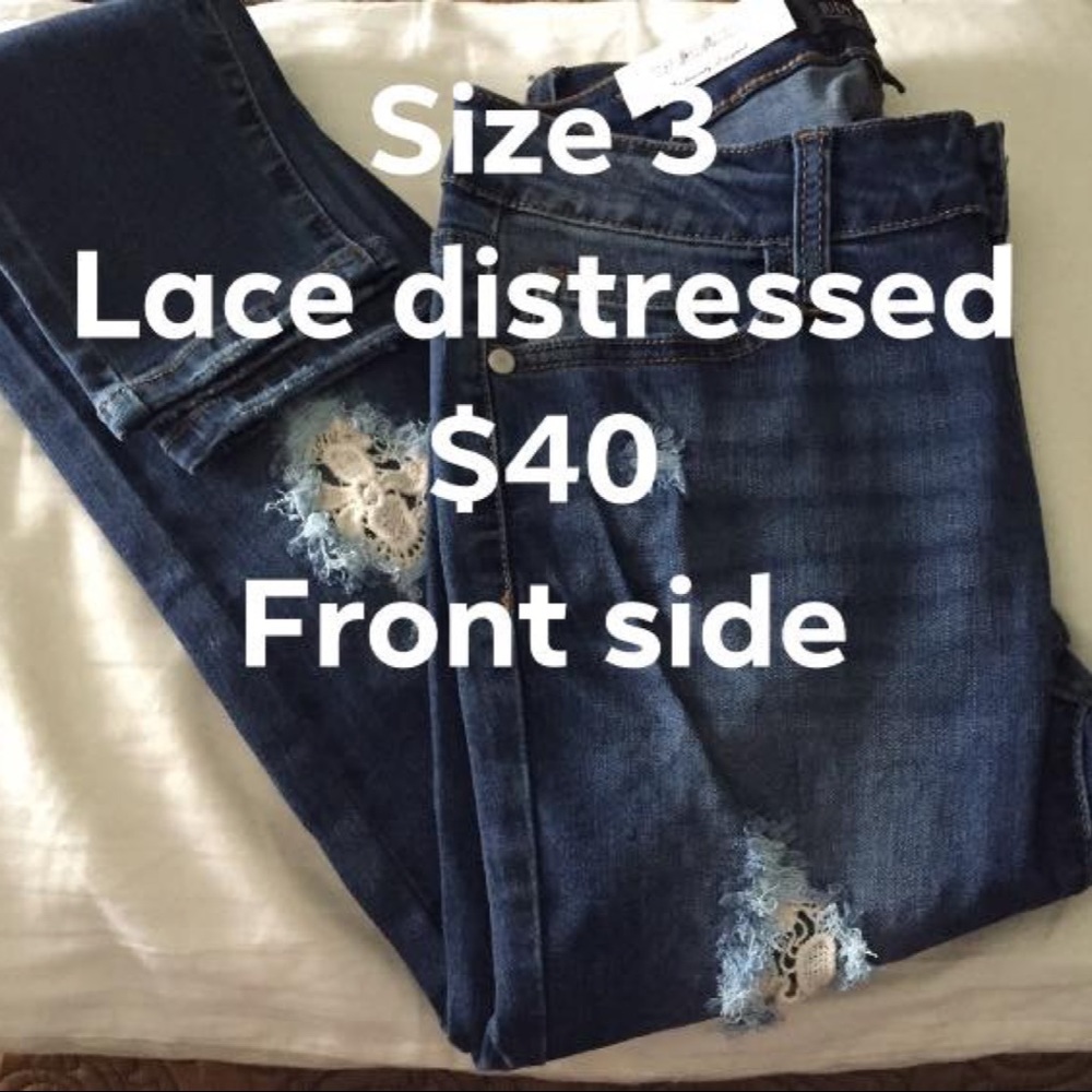 Judy Blue distressed jeans white lace